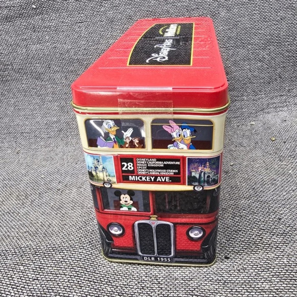 Disney Parks Walkers Shortbread London Bus Tin Mickey Friends Red Large Good - Picture 2 of 11